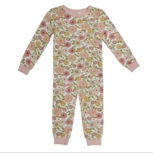 Milkberry Floral Bamboo Pajamas Set Long Sleeve 2-Piece Pink Sz 24M Cottagecore